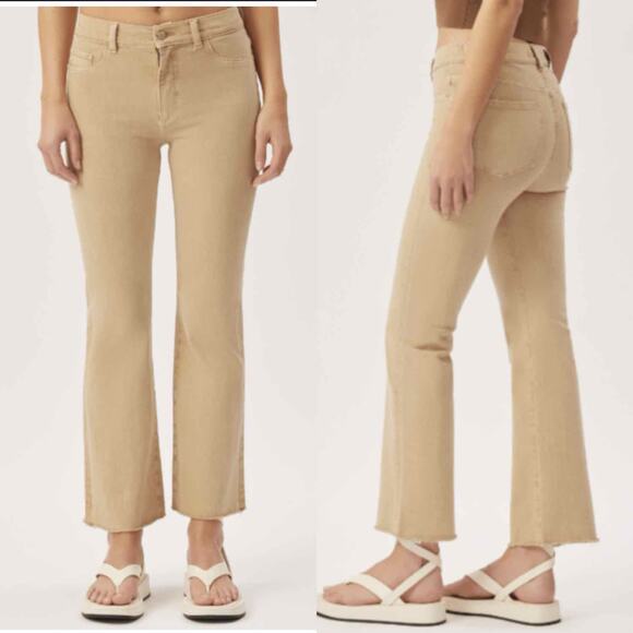 DL1961 Bridget Boot Cut Cropped Pants Size 32 Sand Neutral - Picture 4 of 13